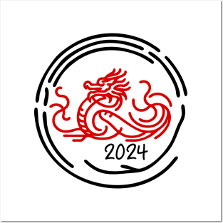 Year of the Wood Dragon: Minimalist Chinese New Year 2024 Art Posters and Art